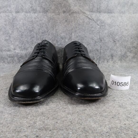 Johnston & Murphy Shoes Mens 10 Oxfords Derby Cap Toe Black Leather Dress Formal - Picture 3 of 14